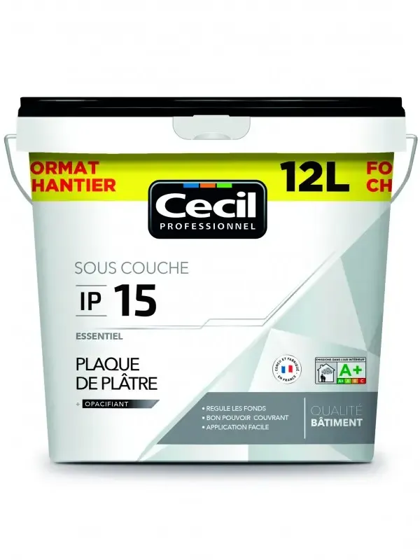 Produit Sous-couche plaque de plâtre - ESSENTIEL IP15 - blanc mat seau de 12l Image